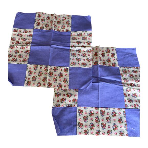 vintage set 2 patchwork quilt blocks squares craft repurpose  vintage fabric - Picture 1 of 5